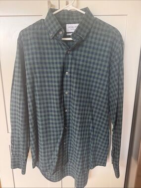 Ledbury Green & Navy Check Button-Down Shirt